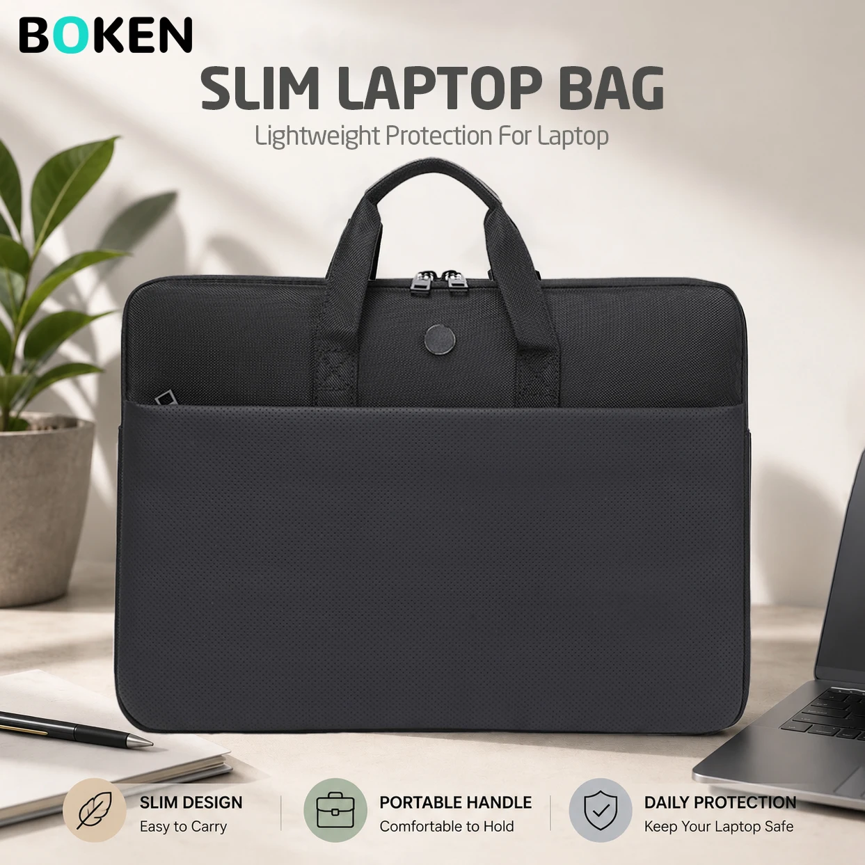 Laptop Briefcase Bag 14-16 Inch for HP Dell Lenovo ASUS Surface, Soft Lining Front Pocket Lightweight Laptop Sleeve for Office