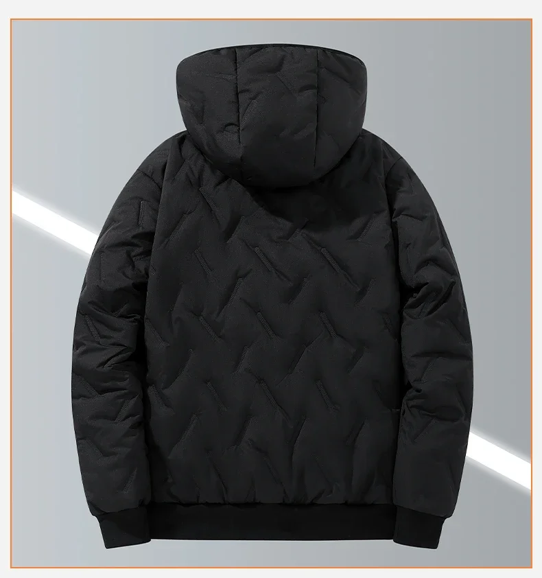 Men's Hooded Parka Winter Warm Thicken Fleece Windproof Coats Solid Color Padded Fashion Jacket Male Winter Thick Coats