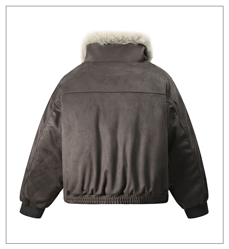 Vintage Thicken Fleece Warm Jackets Streetwear Harajuku Hip Hop Padded Jackets Outwear Winter Jackets Fur Collar Parkas Coat Men