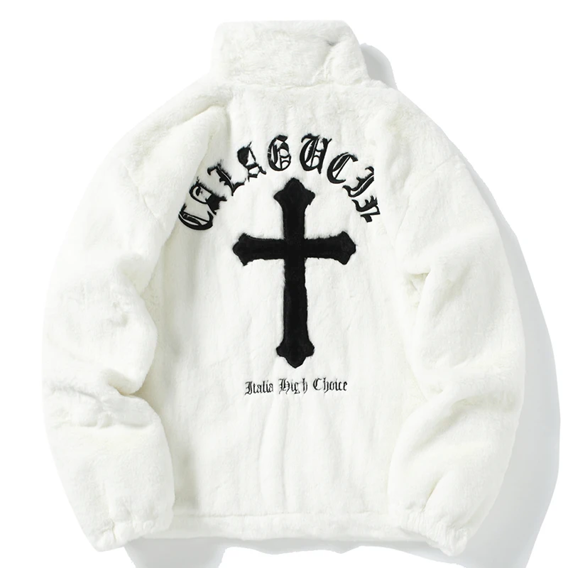 HISTREX Men Rabbit Fur Jacket Parkas,Hip Hop Fluffy Coat,Winter Fleece Overcoat,Harajuku Outerwear Streetwear,Korean Y2k Clothes