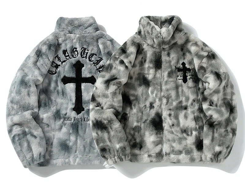 HISTREX Men Rabbit Fur Jacket Parkas,Hip Hop Fluffy Coat,Winter Fleece Overcoat,Harajuku Outerwear Streetwear,Korean Y2k Clothes