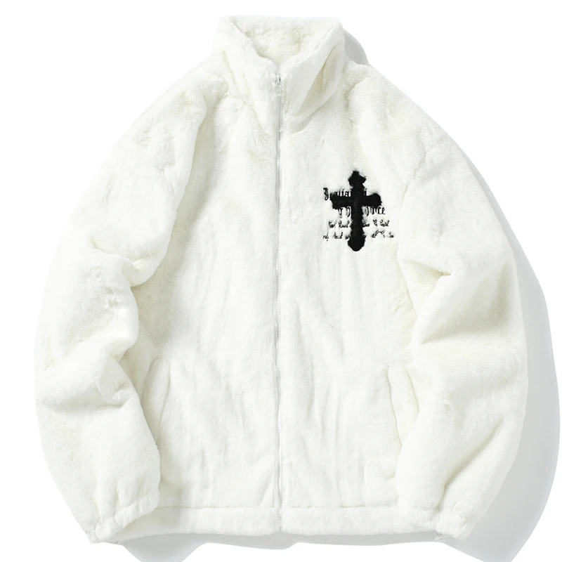 HISTREX Men Rabbit Fur Jacket Parkas,Hip Hop Fluffy Coat,Winter Fleece Overcoat,Harajuku Outerwear Streetwear,Korean Y2k Clothes