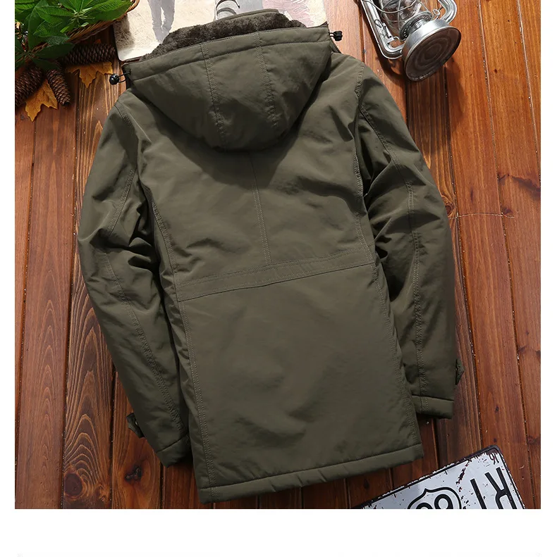 Big Size Multi-pocket Men's Winter Jacket Fleece Linning Outdoor Parka Coat Hooded Windbreaker Military Thick Warm Outerwear