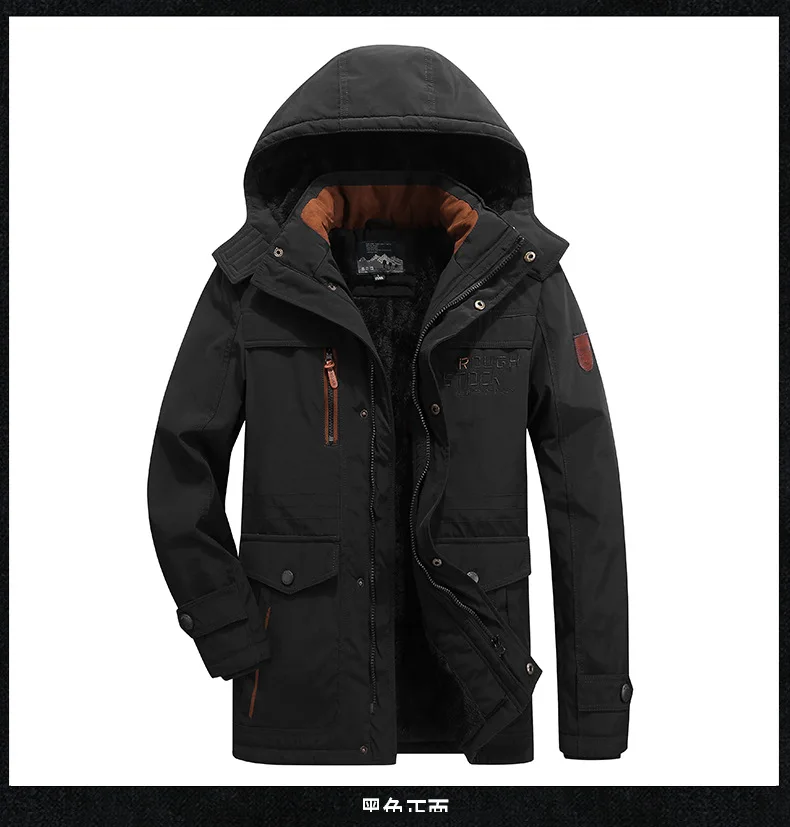 Big Size Multi-pocket Men's Winter Jacket Fleece Linning Outdoor Parka Coat Hooded Windbreaker Military Thick Warm Outerwear