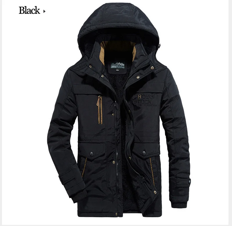 Big Size Multi-pocket Men's Winter Jacket Fleece Linning Outdoor Parka Coat Hooded Windbreaker Military Thick Warm Outerwear
