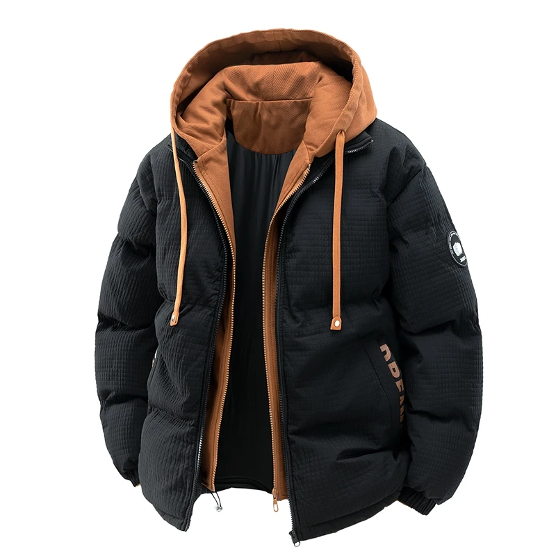 New Fashion Hooded Casual Men Coat Winter Windproof Thicken Solid Parka Outdoors Loose Simplicity Comfort Keep Warm Jacket Men