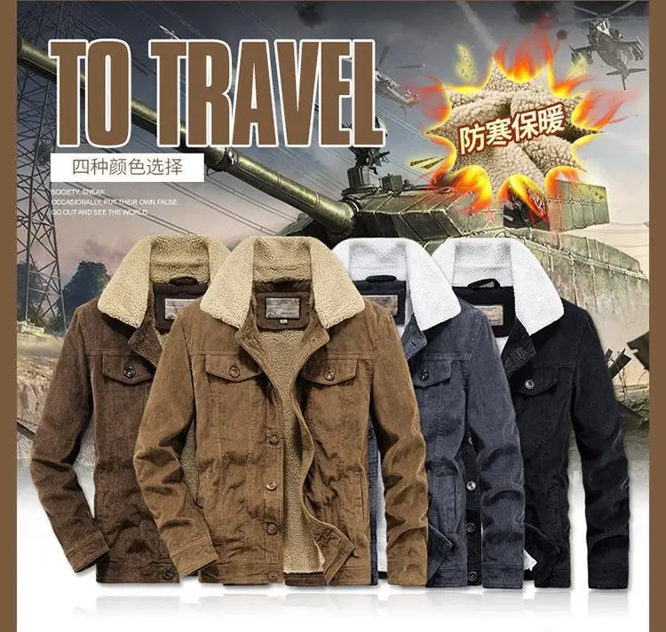 Men's Wear Single Breasted Loose Jacket Men's Corduroy Jacket Coat Winter Jacket Fashion Coat Casual Plush Outfit Winproof Coats