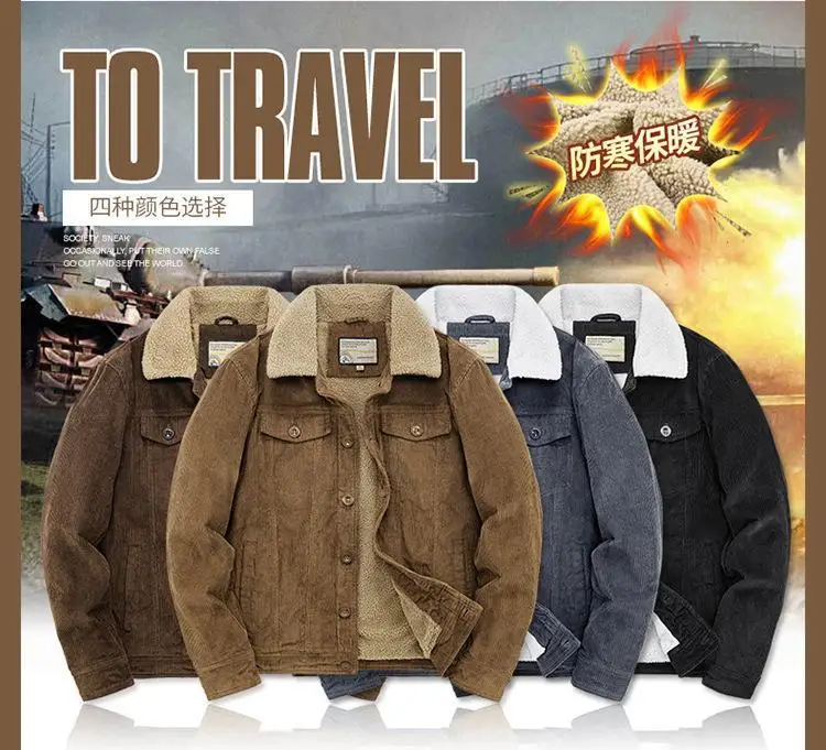 Men's Wear Single Breasted Loose Jacket Men's Corduroy Jacket Coat Winter Jacket Fashion Coat Casual Plush Outfit Winproof Coats