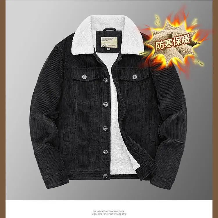 Men's Wear Single Breasted Loose Jacket Men's Corduroy Jacket Coat Winter Jacket Fashion Coat Casual Plush Outfit Winproof Coats