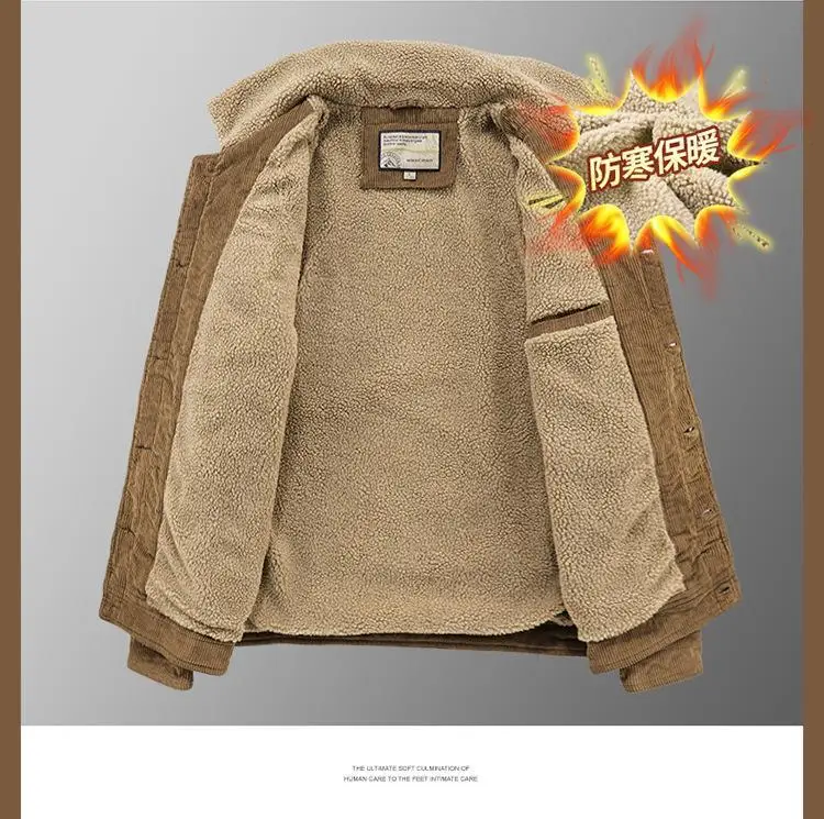 Men's Wear Single Breasted Loose Jacket Men's Corduroy Jacket Coat Winter Jacket Fashion Coat Casual Plush Outfit Winproof Coats