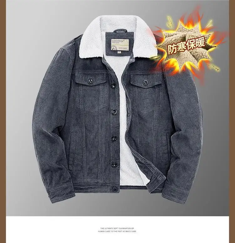 Men's Wear Single Breasted Loose Jacket Men's Corduroy Jacket Coat Winter Jacket Fashion Coat Casual Plush Outfit Winproof Coats