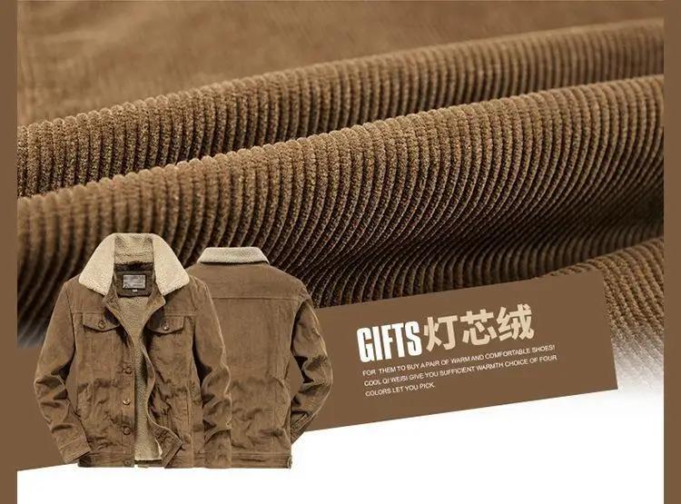 Men's Wear Single Breasted Loose Jacket Men's Corduroy Jacket Coat Winter Jacket Fashion Coat Casual Plush Outfit Winproof Coats