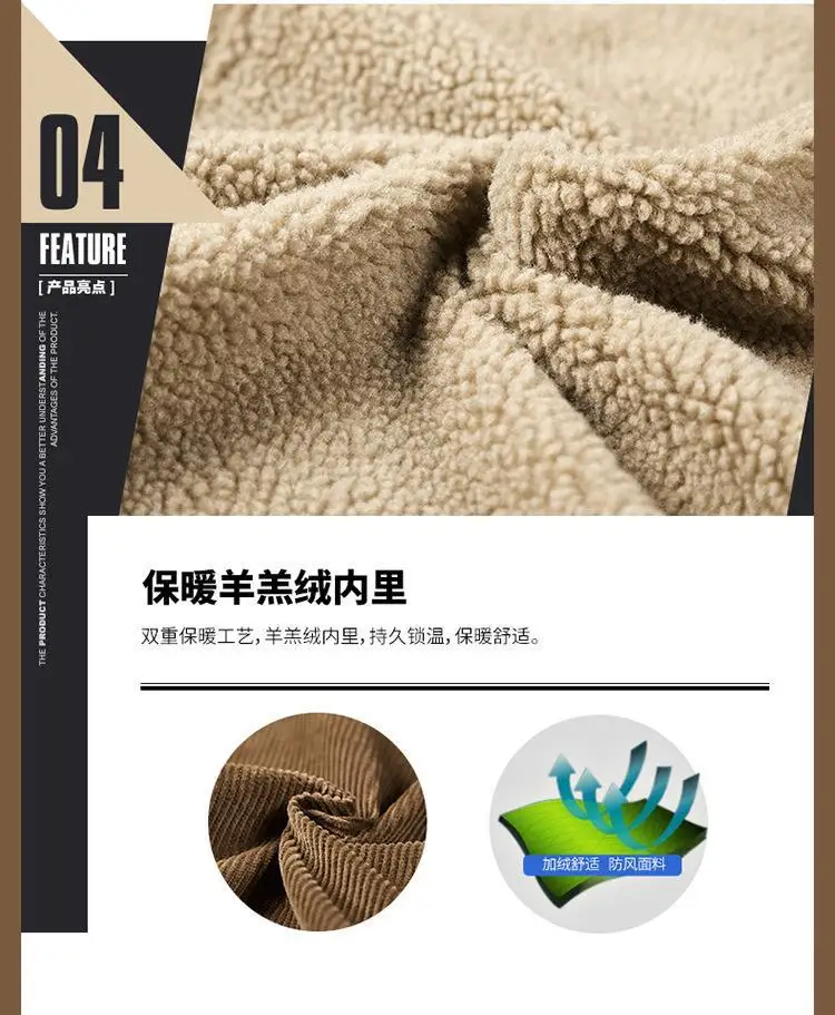 Men's Wear Single Breasted Loose Jacket Men's Corduroy Jacket Coat Winter Jacket Fashion Coat Casual Plush Outfit Winproof Coats