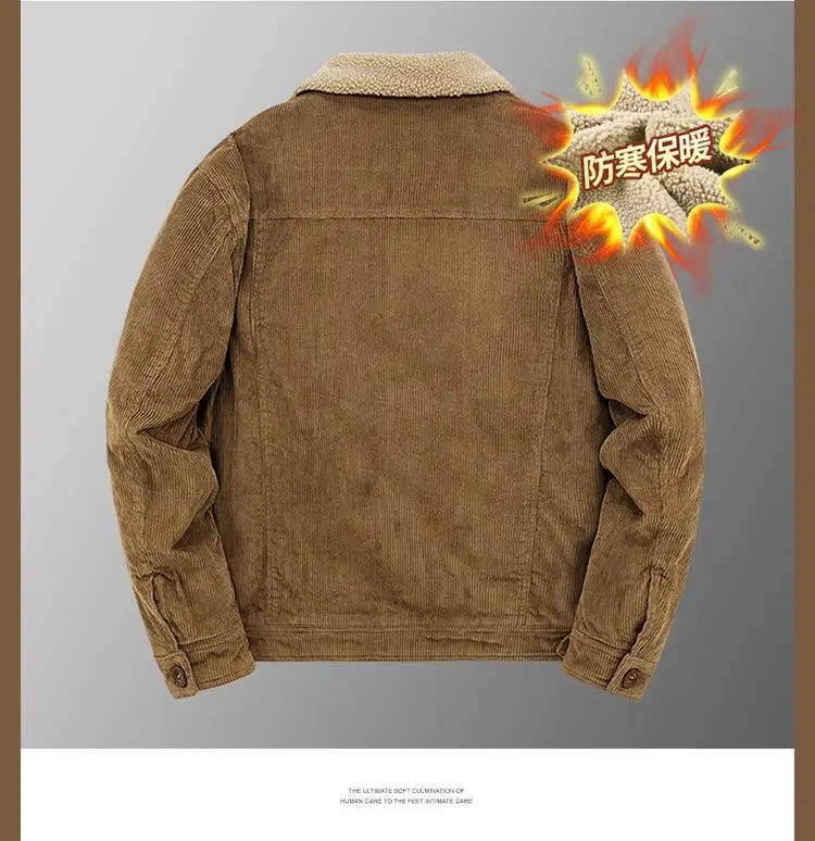 Men's Wear Single Breasted Loose Jacket Men's Corduroy Jacket Coat Winter Jacket Fashion Coat Casual Plush Outfit Winproof Coats
