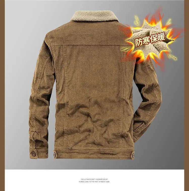 Men's Wear Single Breasted Loose Jacket Men's Corduroy Jacket Coat Winter Jacket Fashion Coat Casual Plush Outfit Winproof Coats