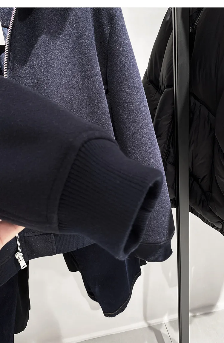 MAMELICCE Original design Men's knitted high collar faux woolen cotton jacket loose thick co high quality padding jackets