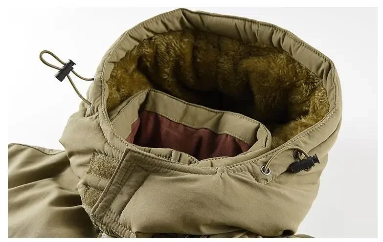 Multi Pockets Warm Parkas Fleece Down Jackets New Fashion Male Outdoor Tooling Casual Jackets 6XL Men Hooded Long Winter Jackets