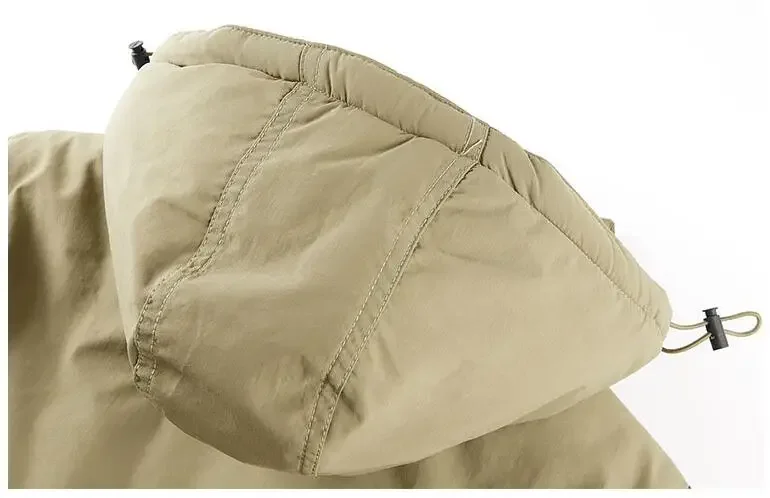Multi Pockets Warm Parkas Fleece Down Jackets New Fashion Male Outdoor Tooling Casual Jackets 6XL Men Hooded Long Winter Jackets