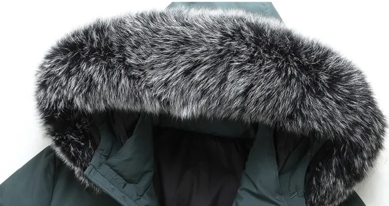 Long Men Windproof Down Jacket Coats Mens Warm White Duck Down Hooded Jacket Parkas Multi Pockets Overcoat Male Autumn Winter