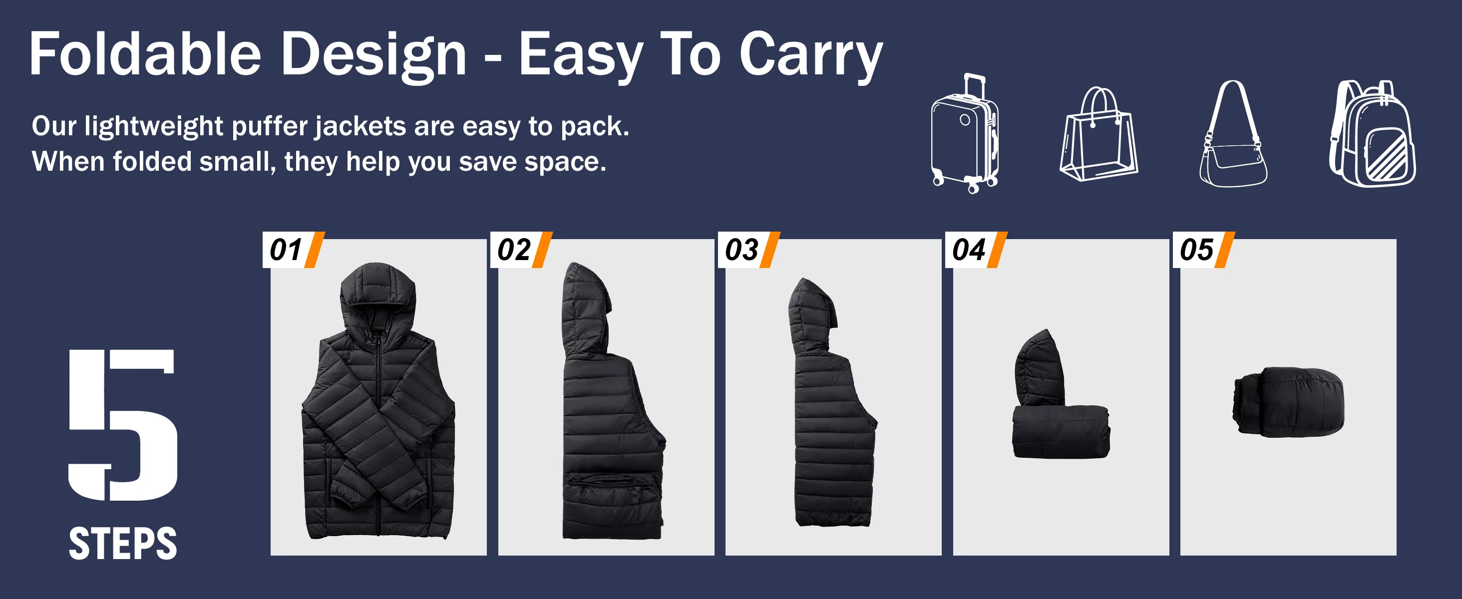 TACVASEN Mens Winter Quilted Puffer Jackets Lightweight Padding Waterproof Jackets Hooded Insulated Warm Outdoor Work Male Coats