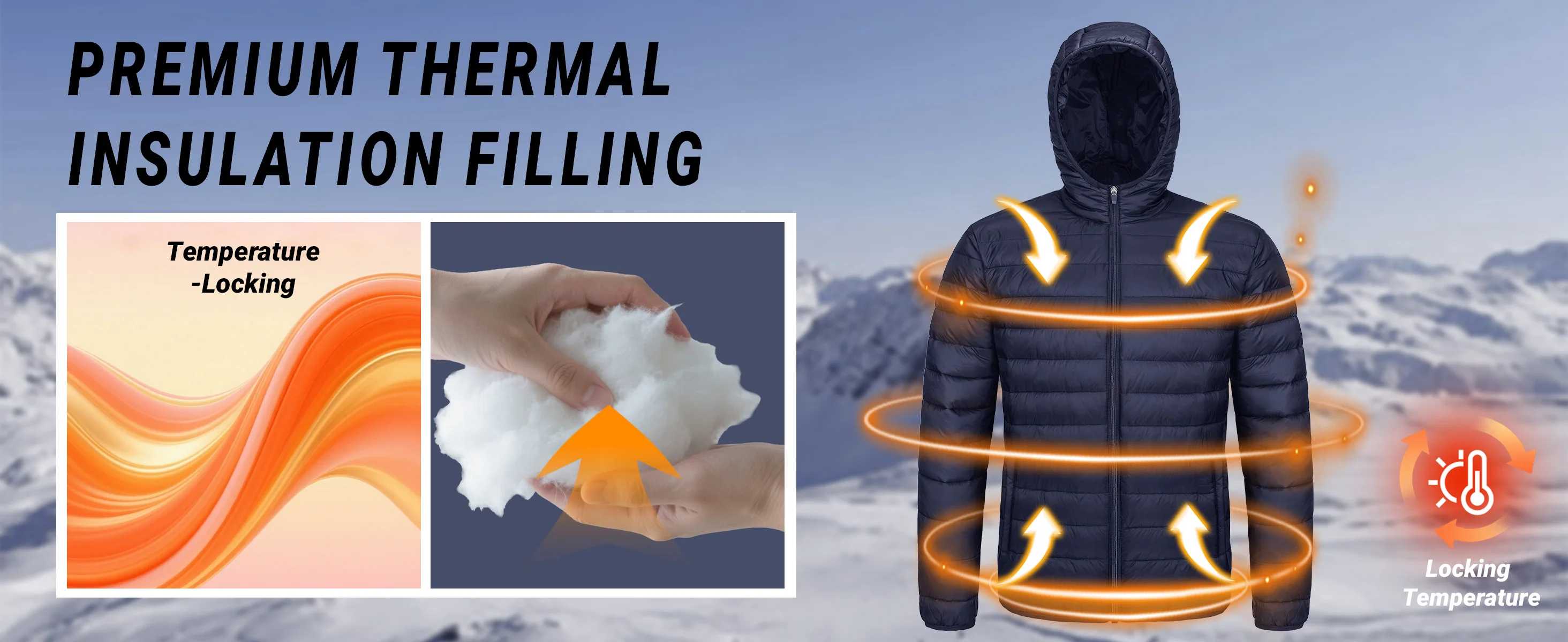 TACVASEN Mens Winter Quilted Puffer Jackets Lightweight Padding Waterproof Jackets Hooded Insulated Warm Outdoor Work Male Coats