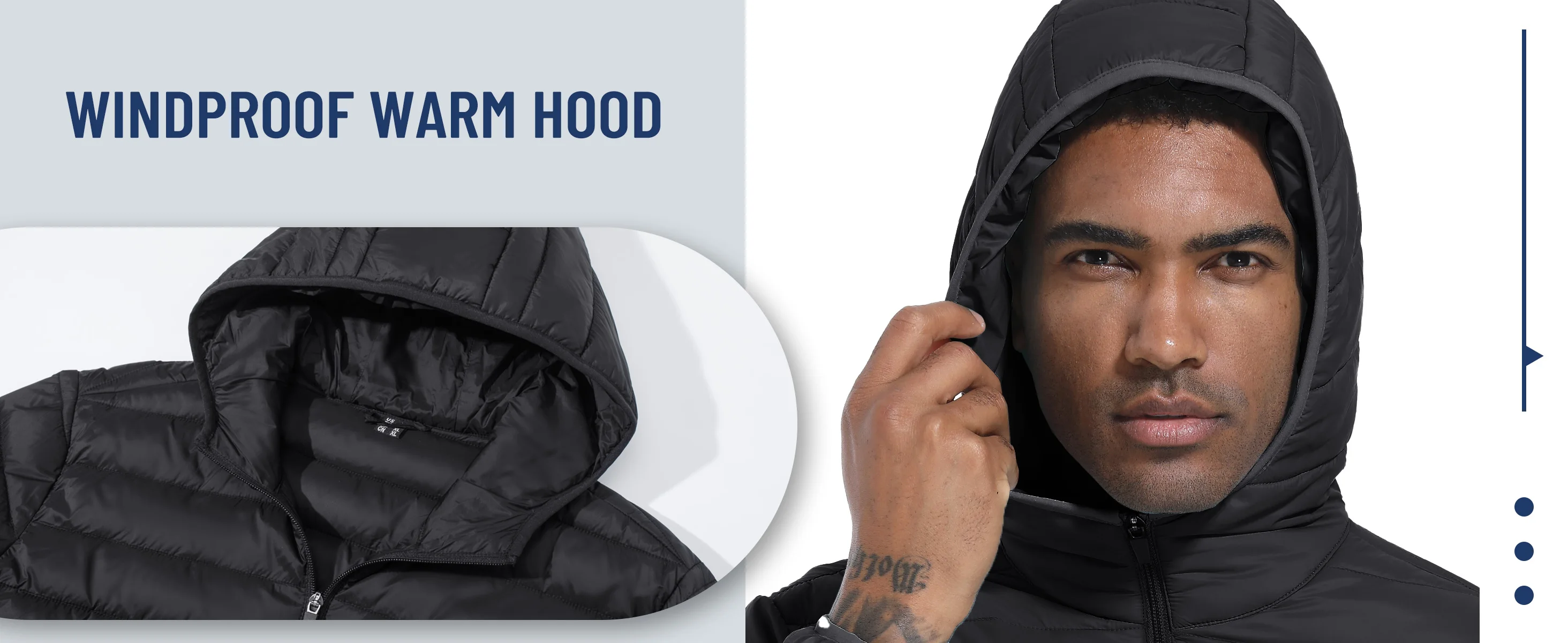 TACVASEN Mens Winter Quilted Puffer Jackets Lightweight Padding Waterproof Jackets Hooded Insulated Warm Outdoor Work Male Coats