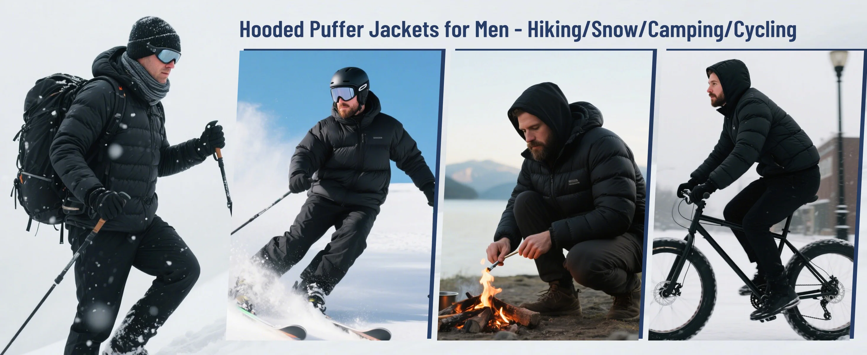 TACVASEN Mens Winter Quilted Puffer Jackets Lightweight Padding Waterproof Jackets Hooded Insulated Warm Outdoor Work Male Coats
