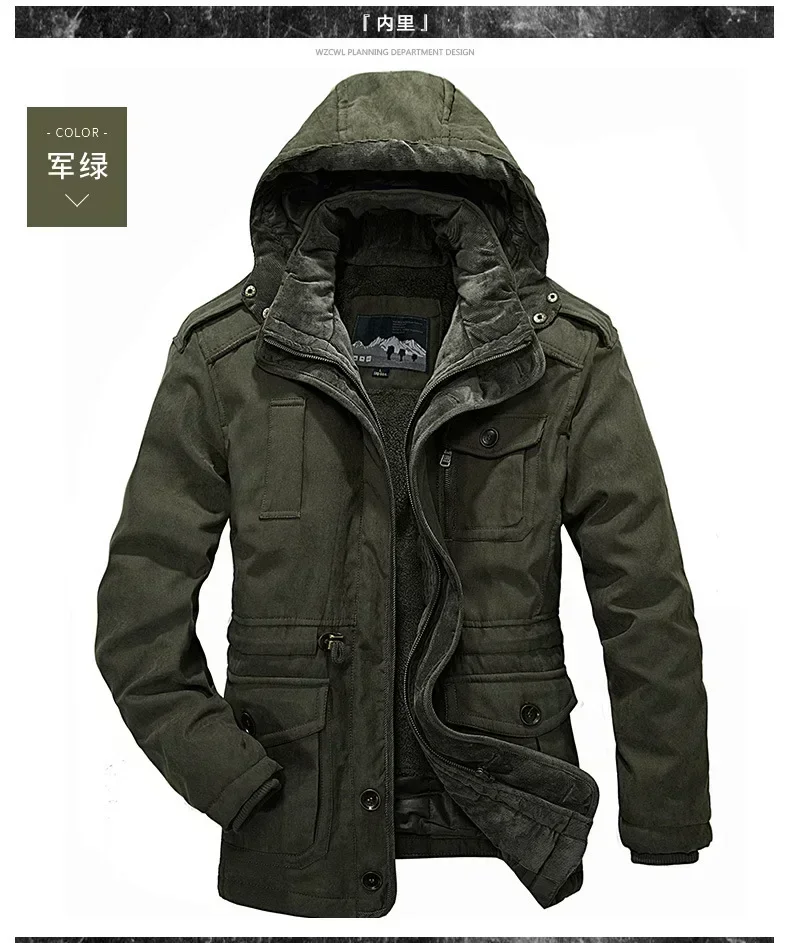 Men Military New Jacket Parkas Winter Men's Pile Jacket Outdoor Coat Men's Thermal Hooded Casual New Coat Thermal Thick Jacket
