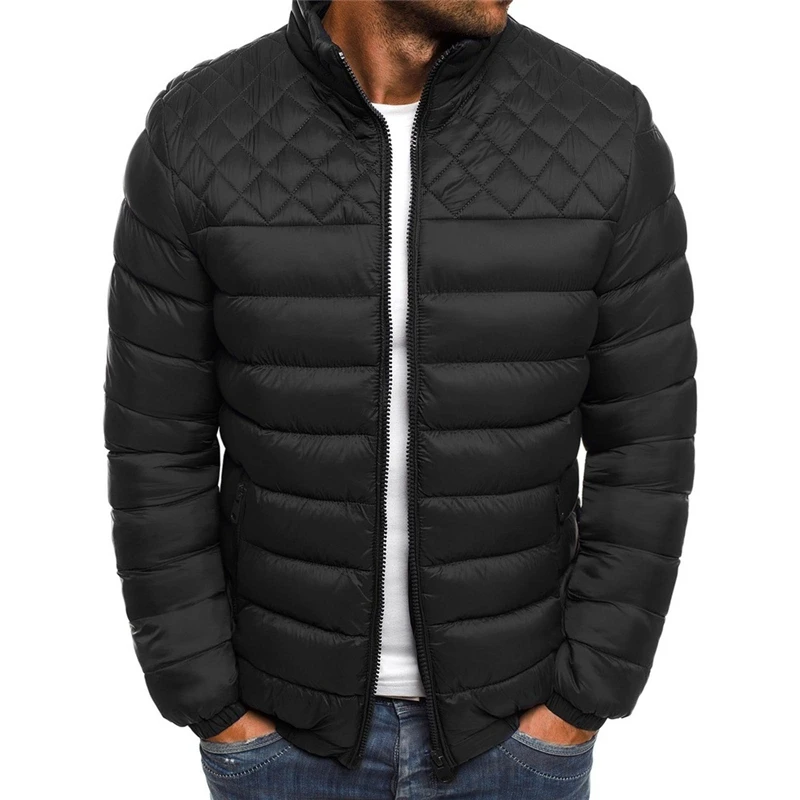 2023 Autumn Winter Men's Stand-up Collar Zipper Cotton Jacke Tops Warm Comfortable Man Jackets Tops Comfortable Down Jacket