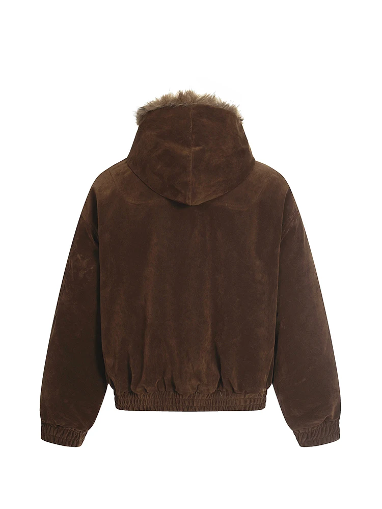 PFHQ American Style Men's Cotton Coats Hooded Faux Fur Metal Single Breasted Loose Solid Color Male Winter New Jackets CPG4887