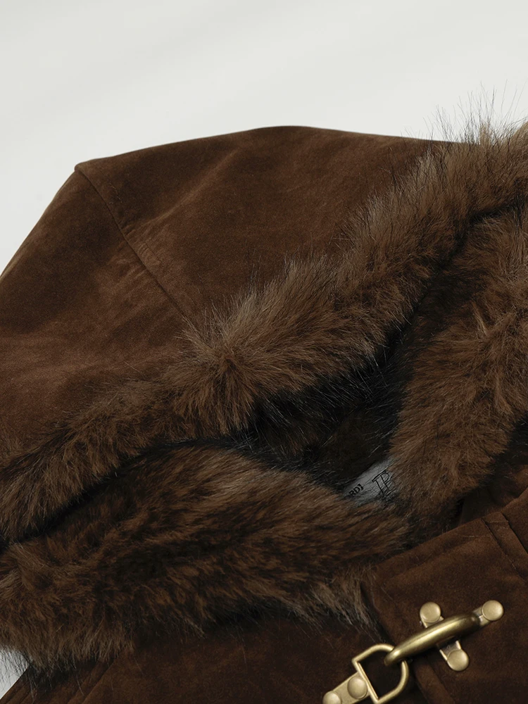 PFHQ American Style Men's Cotton Coats Hooded Faux Fur Metal Single Breasted Loose Solid Color Male Winter New Jackets CPG4887