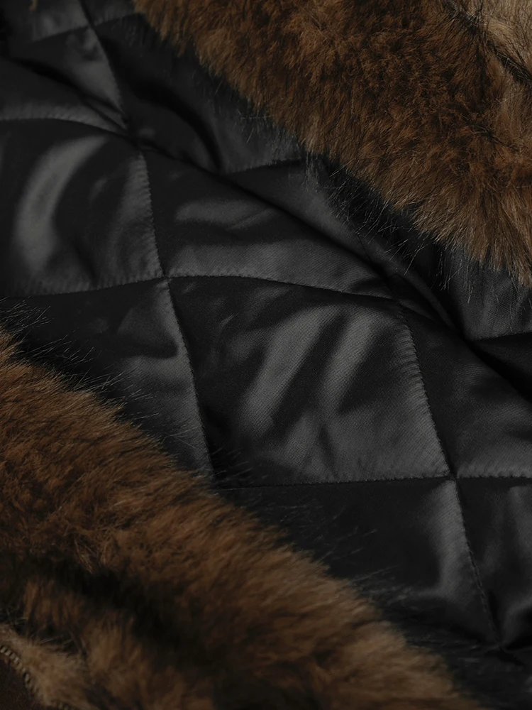 PFHQ American Style Men's Cotton Coats Hooded Faux Fur Metal Single Breasted Loose Solid Color Male Winter New Jackets CPG4887