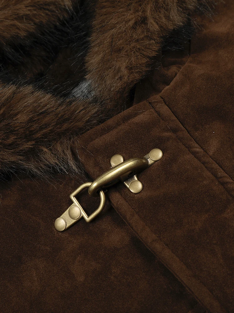 PFHQ American Style Men's Cotton Coats Hooded Faux Fur Metal Single Breasted Loose Solid Color Male Winter New Jackets CPG4887