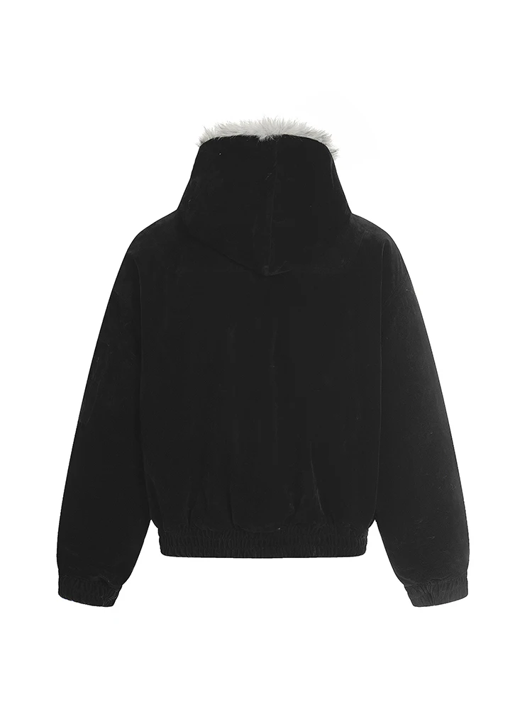 PFHQ American Style Men's Cotton Coats Hooded Faux Fur Metal Single Breasted Loose Solid Color Male Winter New Jackets CPG4887