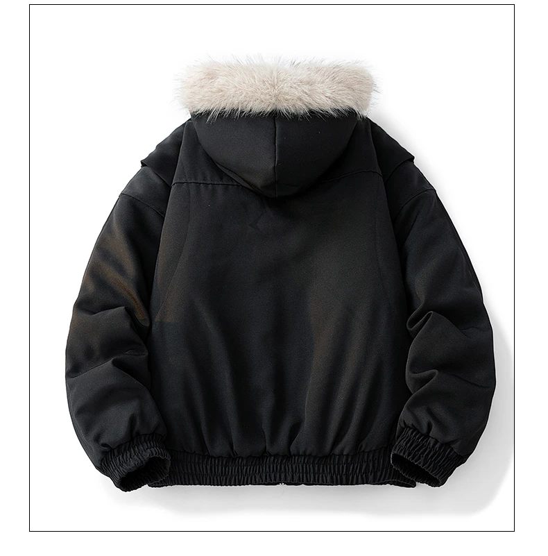 Camouflage Thick Parkas Winter New High Quality Men's Solid Color Wool Collar Anti Cold Parkas Comfortable Men's Cotton Jacket