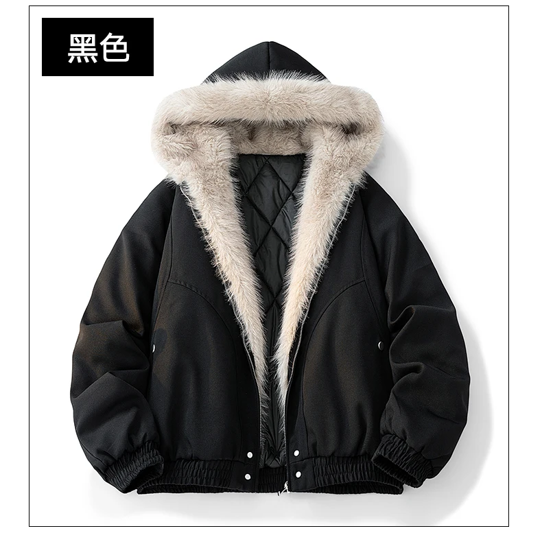 Camouflage Thick Parkas Winter New High Quality Men's Solid Color Wool Collar Anti Cold Parkas Comfortable Men's Cotton Jacket