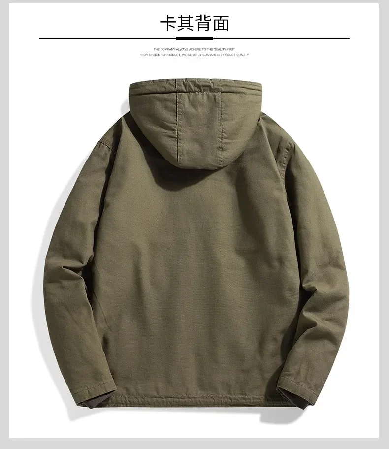 Men's Fleece Jacket Hooded Parkas Lamb Fur Lining Men's Winter Jackets Plush Men's Cold Jacket Thickening Motorcycle Jacket