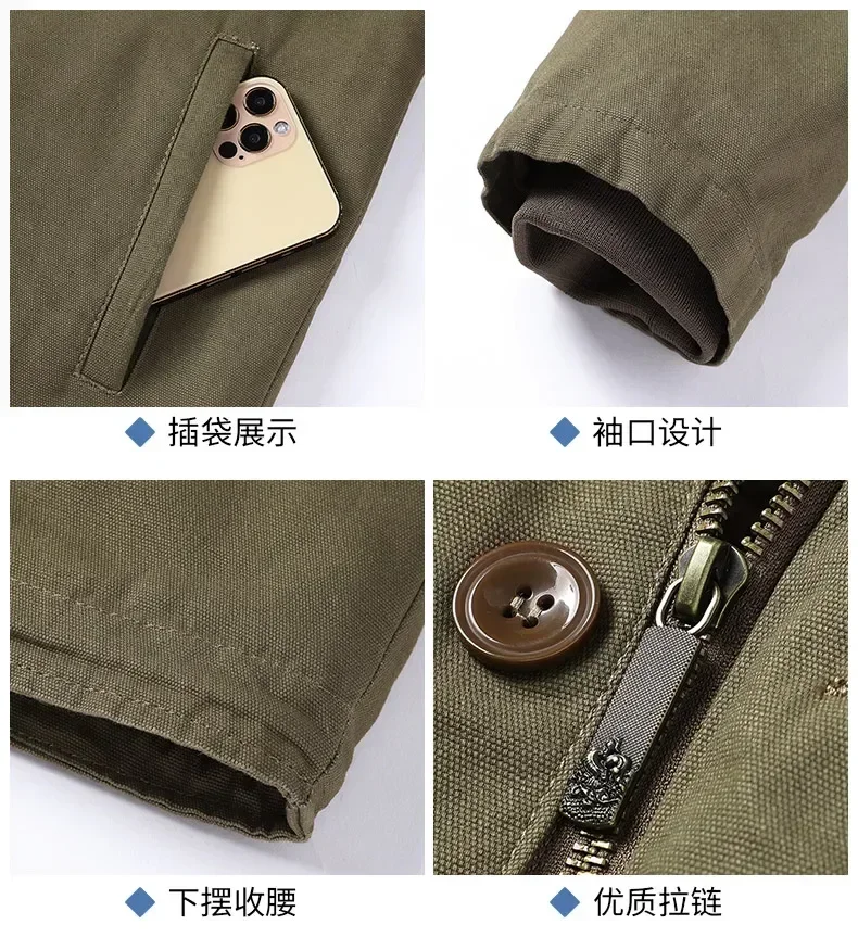 Men's Fleece Jacket Hooded Parkas Lamb Fur Lining Men's Winter Jackets Plush Men's Cold Jacket Thickening Motorcycle Jacket