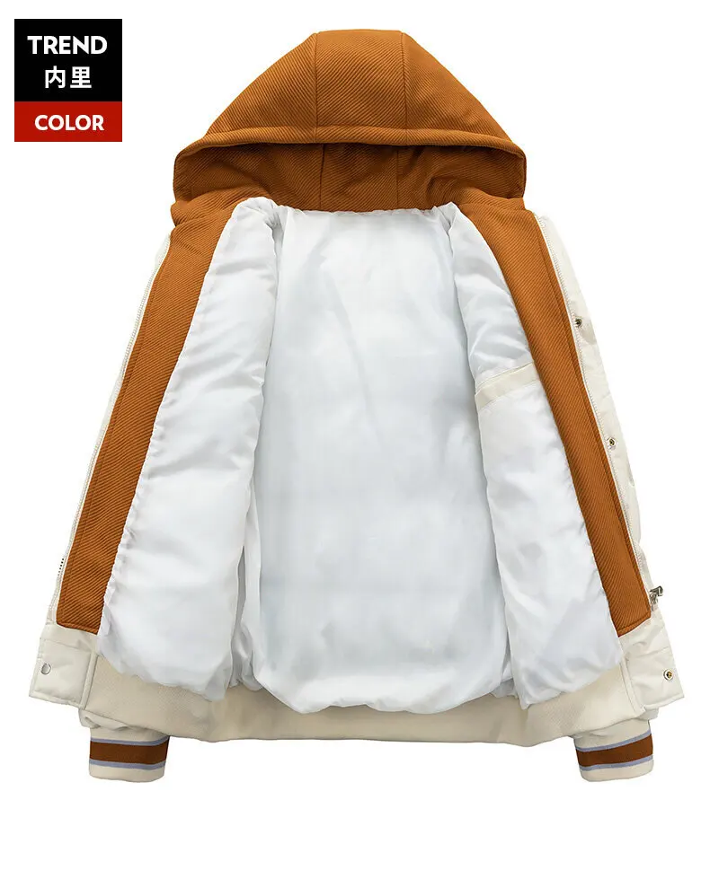 Winter Jacket Men's Zipper New Jacket Streetwear Windproof Fashion Jacket Hooded Parkers Winter Thick Thermal Cotton Coat Men's