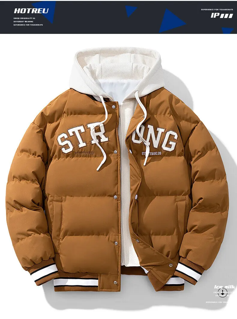 Winter Jacket Men's Zipper New Jacket Streetwear Windproof Fashion Jacket Hooded Parkers Winter Thick Thermal Cotton Coat Men's