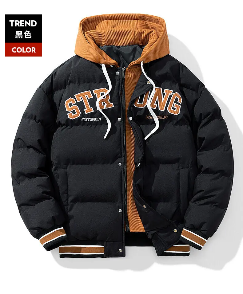 Winter Jacket Men's Zipper New Jacket Streetwear Windproof Fashion Jacket Hooded Parkers Winter Thick Thermal Cotton Coat Men's