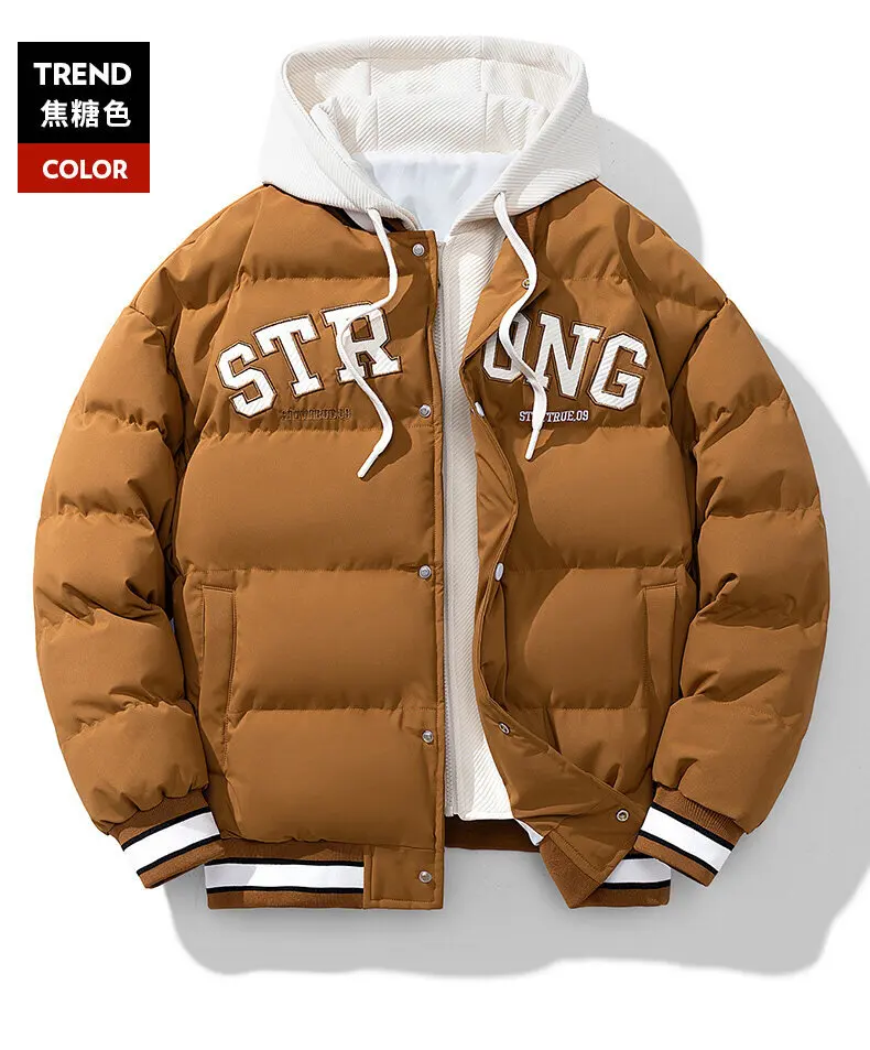 Winter Jacket Men's Zipper New Jacket Streetwear Windproof Fashion Jacket Hooded Parkers Winter Thick Thermal Cotton Coat Men's