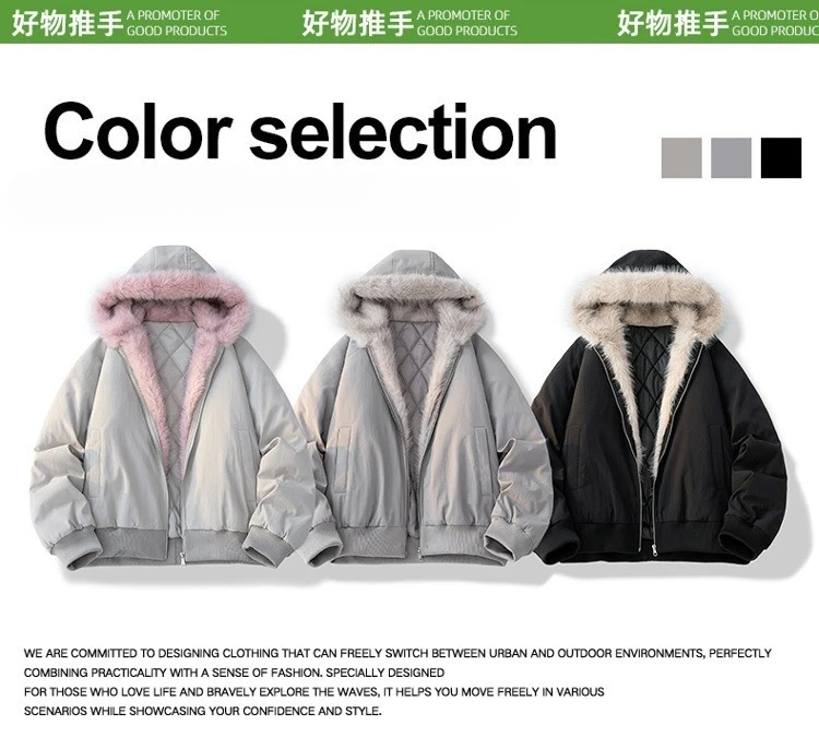 Winter Jacket Man Women Fur Collar Fashion Parka Thick Warm Coat Oversize Loose Casual Jacket Hooded American Streetwear Cool