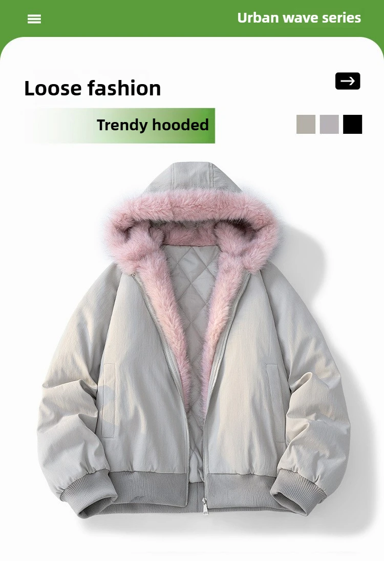 Winter Jacket Man Women Fur Collar Fashion Parka Thick Warm Coat Oversize Loose Casual Jacket Hooded American Streetwear Cool