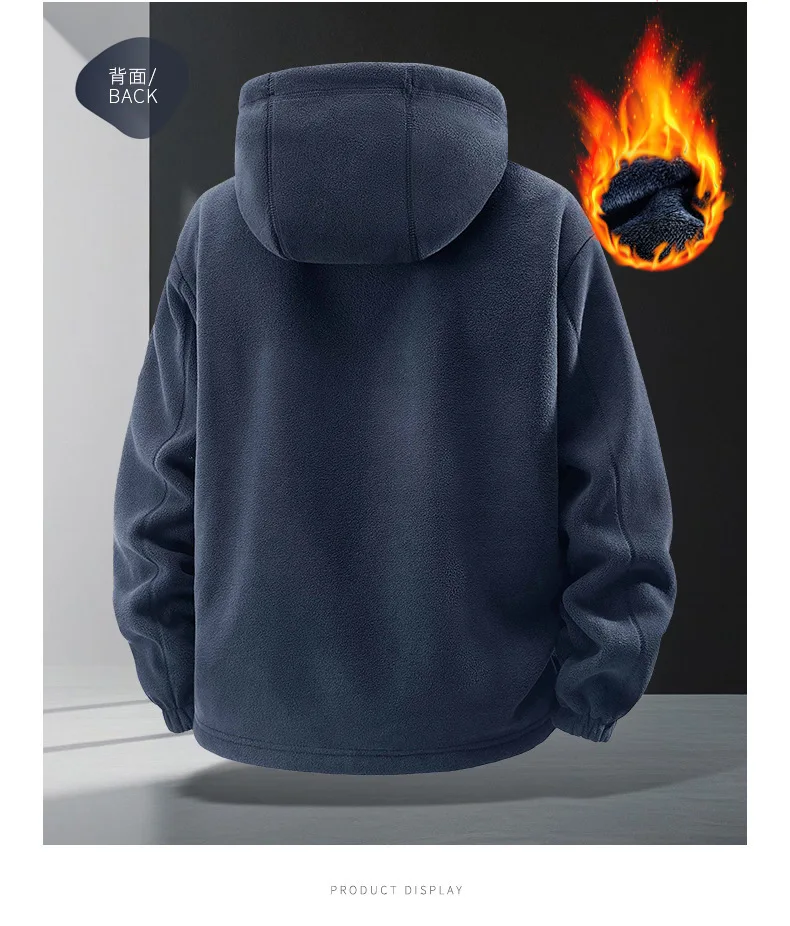 Men's Autumn Winter Fleece Jacket European-Style Hooded Warm Outdoor Thickened Couples' Coats New Arrivals