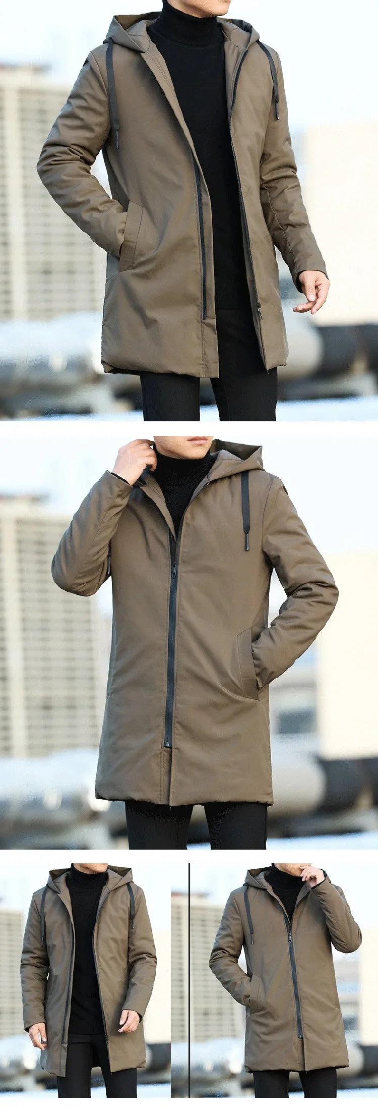 Autumn Winter Men's Trench Coat Male Windbreaker Outerwear Jaquet Man Coat Men Casual Thicken Warm Hooded Parkas Men Jackets