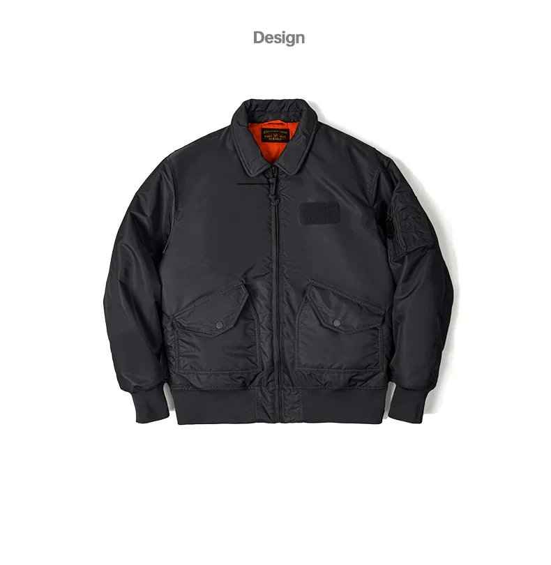 Maden Mens CWU-45P Bomber Jackets Autumn and Winter Windproof Thickened Coat Orange Lining High-density Waterproof Fabric Jacket