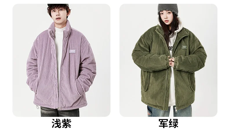 Autumn Winter Corduroy Men's Parkas High-end Design Quality Men's Jacket Handsome Trendy Brand Thick Couple Down Cotton Jacket