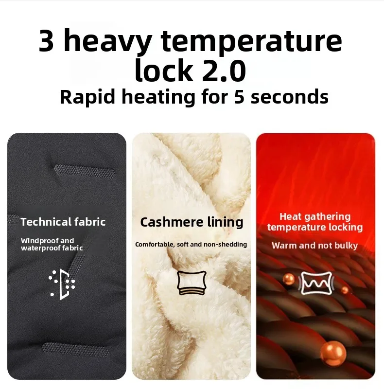 Men's Warm Fleece Lined Hooded Jacket Winter Zipper Pocket Jackets Outdoor Sports Coat Leisure Workwear Clothes Windproof Jacket