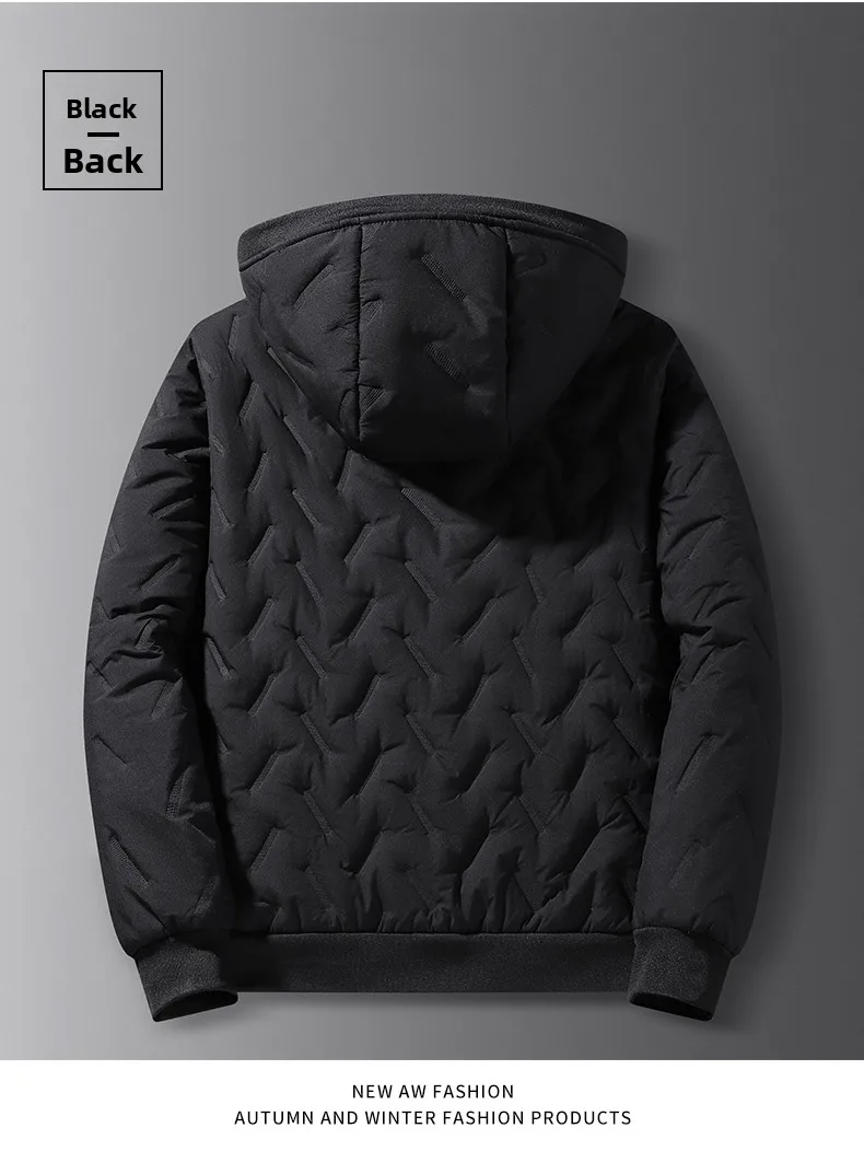 Men's Warm Fleece Lined Hooded Jacket Winter Zipper Pocket Jackets Outdoor Sports Coat Leisure Workwear Clothes Windproof Jacket
